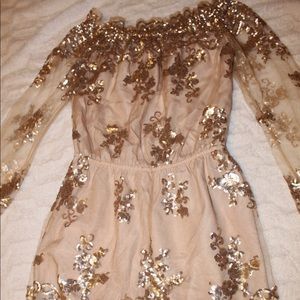 Golden nude sequin romper